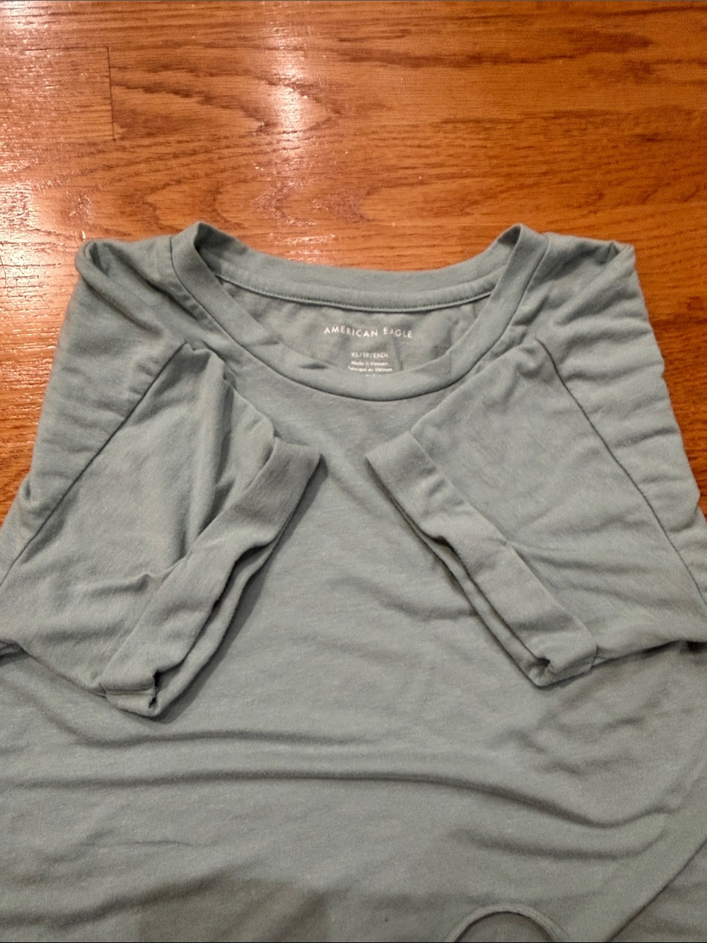 American Eagle Outfitters Girls Short-Sleeve Drawstring Tee - Sage Green - Picture 3 of 5